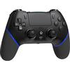 GAMFAMI Controller wireless con joystick Hall per PS4, Pro, altoparlanti integrati sottili/joystick precisi/turbo/programmazione avanzata dei pulsanti e batteria ricaricabile da 1000 mAh (nero blu)