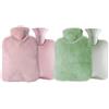 Abiyou 2 Pezzi Borsa Acqua Calda, 2L Borsa dell'Acqua Calda, Borsa dell'Acqua Calda con Peluche Morbida Copertura, Borsa Acqua Calda Peluche, per Adulti Maschi e Femmine (Rosa + Verde)