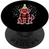 Festive Canine Creations Celebrazione del cappello del cane del plaid felice PopSockets PopGrip Adesivo