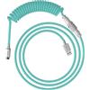 HyperX Cavo a spirale flessibile, Collegamento USB-A/USB-C, Connettore aviator a 5 terminali a sgancio rapido, Collegamento per tastiera, Design a doppia guaina telata resistente, Verde/Bianco