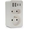 Velamp Biplite frontale 2 prese 16A + 6A standard francese con 2 prese USB-A e 2 prese USB-C. Multipresa 6 in 1 ideale per collegare il telefono, tablet…