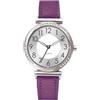 NUOVO Orologio da polso da donna con cristalli, quadrante argentato, cinturino in pelle, da donna, semplice business, classico, casual, orologio al quarzo