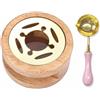 Rakiuty Forno di Fusione Cera Sigilli,Pentola Riscaldante con Cucchiaio,Ceralacca Kit Forno di Fusione Ceralacca,Scalda Sigilli di Cera,Per Sigillare Buste,Inviti di Nozze,Confezioni Regalo (Legno)