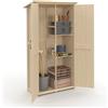 IDMarket - Armadio da Giardino in Legno 90 x 50 x 160 cm con Tetto Inclinato, Doppia Anta e Ripiani