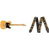 Fender Atmosfera classica '50s Telecaster, tastiera acero, Bionda da butterscotch & Sangle Monogrammed 5 cm Nero Giallo Marrone
