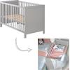 roba Lettino Co-sleeping 60 x 120 cm, Rete a Doghe Incluso, Regolabile in Altezza, 5 Pioli Estraibili, da Attaccare al Letto dei Genitori, Legno Grigio