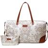 Jadyn B Luna Duffel - Borsone da viaggio o sport, 54 cm, 37 l, con astuccio con cerniera, Mosaico., Borsone Softside con accenti in pelle vegana