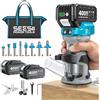SEESII Fresatrice Verticale a Batteria, Brushless con 2 batterie da 4,0 Ah | Fresatrice per Legno 33000 Giri/min 8 velocità, Base in alluminio, Display a LED, Fresa da 1/4, per la Lavorazione del Legno
