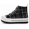 Desigual, Sneakers alte con plateau e tartan, Poliestere, Nero, 36