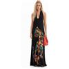 Desigual, Abito maxi stampa giungla, Viscosa, Nero, L