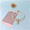 Generic Bella collana per animali domestici, collare regolabile in orsetto, collare a doppia fila di perle, per gatti e cani di piccola taglia, per feste di compleanno (ciondolo a forma di cuore rosa, XS (15