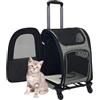 TyochiAki Trolley 2 in 1 per animali domestici, in tessuto Oxford 900D, per cani e gatti, con ruote fino a 15 kg, espandibile, con tasche multiple