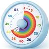 SIMQELLI Timer Visivo per Bambini, 60 Minuti Conto alla Rovescia Silenzioso Timer con Arcobaleno, Gestione del Tempo per Cucina, Aula, Studio e Scuola (Blu)