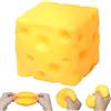 JoyPlus Giocattolo di Formaggio Antistress,Forma Realistica di Formaggio con Fori per il Formaggio,Formaggio Squishy Square Giocattoli Sensoriali con Palla Antistress Al Formaggio per Adulti e Bambini