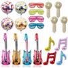 Eowppue Set Giocattolo Gonfiabile Rock Star, 4 Chitarre, 4 Microfoni e Accessori, Perfetto per Feste a Tema Rock e Decorazioni da Party