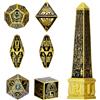 GeoGist Neteru - Set di dadi in metallo a tema divinità egiziana, set di 7 dadi poliedrici per giochi di ruolo per dungeons and drons, regalo da collezione D20 D12 D10 D00 D8 D6 D4 (dorato)