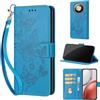 SIENIANLINE Cover per Honor Magic8 Lite / X9d custodia portafoglio Blu | 3 scomparti carte, 1 tasca banconote, Chiusura magnetica, Supporto, Pelle PU flip cover per Honor X70 / X9d