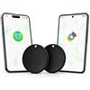 Generico Localizzatore Tracker 2 Pezzi Compatibile con Apple Find My & Android Find Hub - Tracker per Chiavi, Valigie, Zaini e Animali - IPX5 Impermeabile, Allarme Sonoro, Batteria a Lunga Durata, Nero