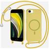 xinyunew Magnetica Cover con Cordino per iPhone 6/7/8/iPhone SE 2020/SE 2022,[Compatibile con MagSafe], Cover in Silicone, Regolabile Cordino da Collo Nylon Catena Collana Tracolla,giallo