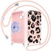 Foonary Magnetica Cover con Cordino per iPhone 15, Compatibile con MagSafe, Aesthetic Leopardata Motivo Rosa Disegni, Silicone Custodia Case con Tracolla Collana Catena per iPhone15 6,1