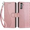 SIENIANLINE Cover per Samsung Galaxy A05s custodia portafoglio Cubo - Oro Rosa | 3 scomparti carte, 1 tasca banconote, Chiusura magnetica, Supporto, Pelle PU flip cover per Samsung A05s