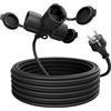greate Prolunga elettrica da 10 metri con 3 prese - Spina elettrica impermeabile IP44 per estern - Presa shuko 3500W - Prolunghe elettriche, cavo prolunga elettrica, prolunga 16A