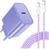 LumFocus 25W Caricatore Rapido USB C con 60W Cavo USB C 2M, Presa USBC Alimentatore Spina Adattatore Fast Charger Caricabatterie Caricatore for iPhone Air 17 16 15 Pro Max Plus, iPad, Samsung S25 S24