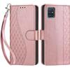 SIENIANLINE Cover per Samsung Galaxy A51 / M40s custodia portafoglio Cubo - Oro Rosa | 3 scomparti carte, 1 tasca banconote, Chiusura magnetica, Supporto, Pelle PU flip cover per Samsung A51