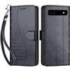 SIENIANLINE Cover per Google Pixel 6A custodia portafoglio Nero | 3 scomparti carte, 1 tasca banconote, Chiusura magnetica, Supporto, Pelle PU flip cover per Pixel 6A