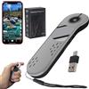 Justdfine Mini mouse Bluetooth con punta delle dita, BT5.3 + 2.4 G + USB-C, tre modalità + touchpad, 4 in 1 portatile, telecomando portatile Page Turner Air Mouse Presenter, colore grigio