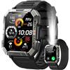 IOWODO Smartwatch Uomo,2.01" Militari Smart Watch con Chiamate,Orologio Fitness Tracker con Torcia,100+ Modalità Sport Smart Watch con Contapassi/24H Cardiofrequenzimetro/Sonno per Android iOS