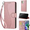 SIENIANLINE Cover per Motorola Moto G54 5G custodia portafoglio Cubo - Oro Rosa | 3 scomparti carte, 1 tasca banconote, Chiusura magnetica, Supporto, Pelle PU flip cover per Moto G54 Power