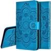 IMEIKONST Custodia Compatibile con Samsung Galaxy S25 Plus, Goffratura a Libro in Pelle Portafoglio Protettiva Magnetica Slot per Schede Supporto Stand Cover per Samsung S25+. Mandala Blue LD