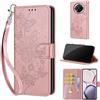 SIENIANLINE Cover per Honor Magic7 Lite / X9c custodia portafoglio Oro Rosa | 3 scomparti carte, 1 tasca banconote, Chiusura magnetica, Supporto, Pelle PU flip cover per Honor X60 Pro / X9c