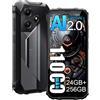 Blackview OSCALMARINE 2 Rugged Smartphone 4G, 24GB+256GB/2TB 11000mAh Telefono Indistruttibile Android 15, Fotocamera AI 16MP+13MP, 6.56 HD+ 90Hz Cellulari Resistente IP68/IP69K,NFC/OTG/GPS/FM/Gemini AI,Nero