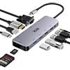 ICZI Hub USB C Docking Station Multiporta Adattatore 11 in 1 con HDMI, VGA, Ethernet, 4 Porte USB, 100W PD, Lettore Schede, Jack Audio compatibile con Computer, Macbook, HP, Dell, Surface