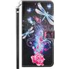YKTO Pelle al tatto Custodia per Samsung Galaxy S26 Ultra,Tocco Confortevole Custodia stile portafoglio con supporto Scomparti per le carte Portafoglio Magnetico Multifunzionale Custodia,Libellula e fiore