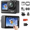 SJCAM SJ11 4K Dual Screen Action Camera 2.34 Touch Screen+1.3 Schermo con 64GB Card,40M Impermeabile Fotocamera Subacquea,154 ° FOV 6-Axis Stabilizzazione 2K60fps Sport Casco Moto Camera