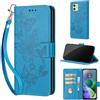 SIENIANLINE Cover per Motorola Moto G54 5G custodia portafoglio Blu | 3 scomparti carte, 1 tasca banconote, Chiusura magnetica, Supporto, Pelle PU flip cover per Moto G54 Power