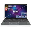 PINSTONE Computer portatile da 15,6 pollici, PC portatile 16 GB LPDDR4 RAM 512 GB SSD, processore Celeron N5095 quad-core riconoscimento impronte digitali, HDMI, Bluetooth 4.2, WiFi 5, USB 3.0