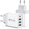 nongxiang Caricatore USB, PD20W & QC3.0, stazione di ricarica multipla 33W, alimentatore USB 4 porte compatibile con iPhone 12/13/14/15/16, Samsung S22/S23/S24 e altri dispositivi.