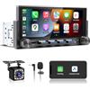 WERESOUND Autoradio 1 DIN con Schermo Wireless Carplay & Android Auto, 6,86 Pollici HD Touch Screen, Radio Auto con Bluetooth, Mirror Link, FM, EQ, USB, Type-C, Navigazione GPS, Telecamera Posteriore