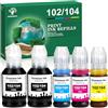 GREENSKY 102 104 Inchiostro a Coloranti - Flaconi compatibili con Epson 102 e 104 Multipack per Epson EcoTank ET-2850, ET-2851, ET-2710, ET-2720, ET-2830, ET-2870, ET-3850, ET-4800, ET-4850 (5 Pack)