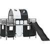 vidaXL Letto a castello per bambini con tende, nero, 90 x 190 cm, in metallo