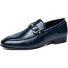 DXSYGMBN Scarpe Eleganti da Uomo in Pelle Verniciata Slip On Monk Strap Mocassini Piatti Scarpe da Cerimonia a Punta,Blu,43 EU