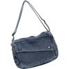 MALSSE Borsa a tracolla in jeans alla moda per donne e uomini, morbida borsa a tracolla con tasche multifunzione, Azzurro, One Size