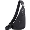 VARLIVOO Zaino Monospalla da Uomo Sling Bag Borse a Spalla Borsa a Tracolla Viaggio Escursionismo Ciclismo Impermeabile Poliestere Nero A