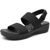 DREAM PAIRS Sandali da Trekking Donna Sandali Piatti Comodi Leggero con Zeppa Bassa e Plantare Morbido per Interni e Esterni,Size 41.5,Tutto Nero,DWUMFS2522