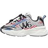 w6yz Sneakers in Ecopelle e Tessuto Tecnico, Grigio-Blu- 40
