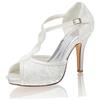 Emily Bridal Scarpe da Sposa Sandali Tacco Alto Incrociato con Punta Aperta (EU40, Avorio)